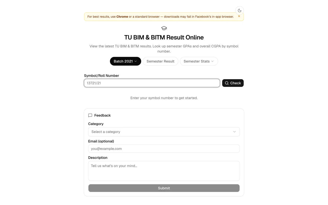 TU BIM & BITM Result